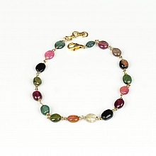 Bracelet Argent Plaqu&eacute; Or Tourmaline